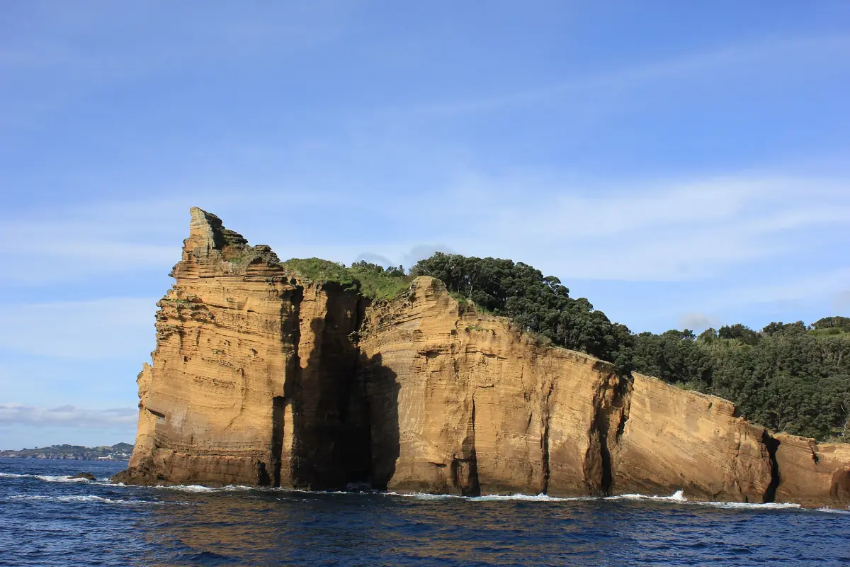 Sandstone sea stack and islet rising from the Atlantic off São Miguel